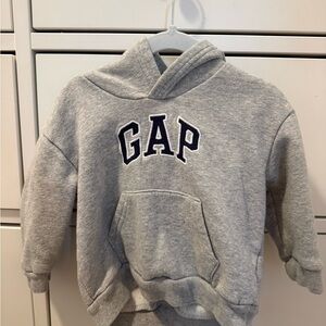 GAP Kids Heather Gray Hooded Sweatshirt with Navy Logo